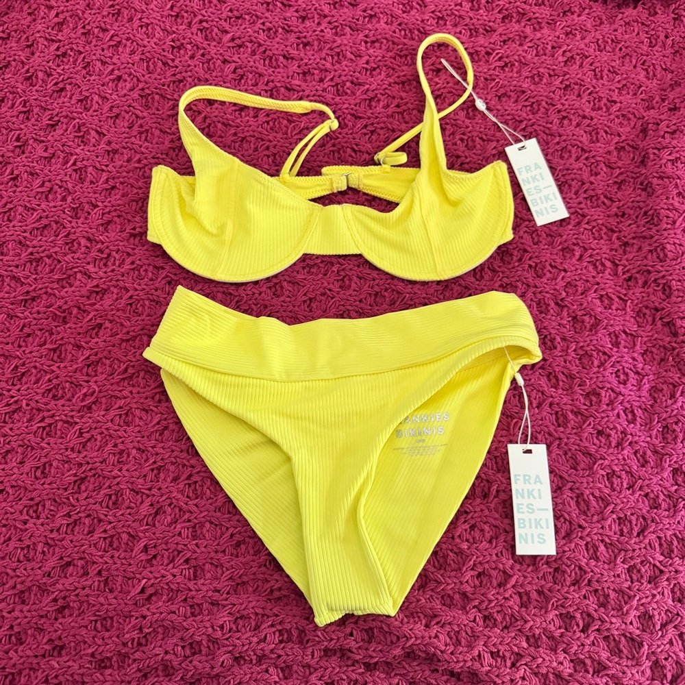 Frankie's Bikinis Bright Yellow Ribbed Two-Piece